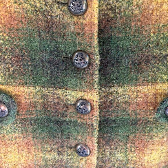 Cinzia Rocca Girls Alpaca Blend Coat Green Yellow Plaid Size 6 Made in Italy - Picture 4 of 9